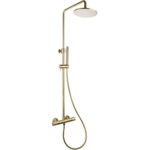 Regendoucheset opbouw sanilux blair thermostatisch geribbelde knop douchekop 30 cm goud