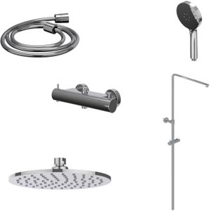 Regendoucheset ivy bond opbouw thermostatisch 20 cm medium rond 3-standen handdouche chroom