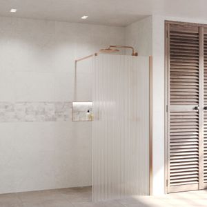 Inloopdouche ribbel bws portos geborsteld brons 90x200 cm helder glas 8 mm nano coating
