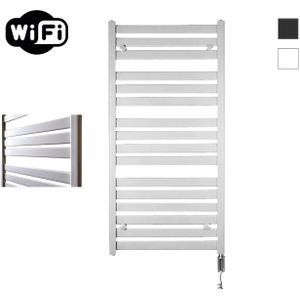 Elektrische radiator sanicare hwv - moda met wifi 120x60 cm mat wit 876w met thermostaat chroom rechtsonder