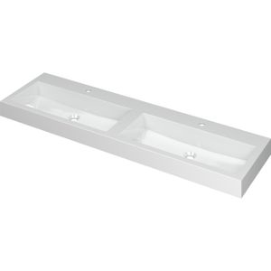 Ink wastafel momento polystone dubbel met 2 kraangaten 160 cmx45 cmx9 cm glans wit 3421061
