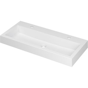 Ink wastafel momento polystone met 2 kraangaten 100 cmx45 cmx9 cm mat wit 3421332
