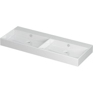 Wastafel unlimited porselein dubbel zonder kraangat 120 cmx45 cmx11 cm glans wit 0202091