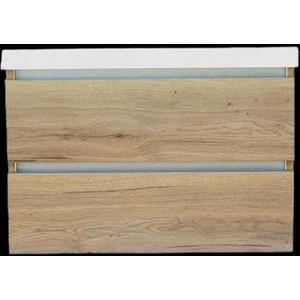 Onderkast sanilux trendline met greeplijst aluminium 80x47x52 cm naturel oak