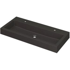 Ink wastafel momento quartz met 2 kraangaten 100 cmx45 cmx9 cm quartz zwart 3421232