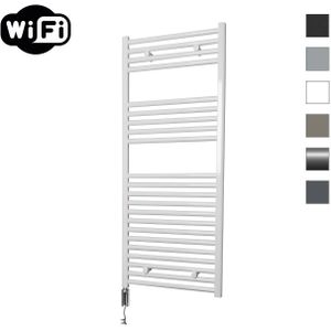 Elektrische radiator sanicare hwv met wifi 111,8x60 cm wit 730w met thermostaat chroom linksonder