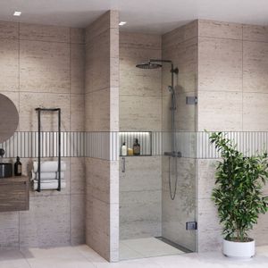Douchedeur bws portos profielloos gunmetal 200 cm helder glas 8 mm nano coating