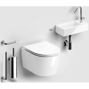 Toilet met fontein en accessoires clou inbe glanzend wit