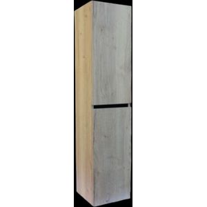 Kolomkast sanilux trendline met greeplijst mat zwart 160x35x35 cm naturel oak