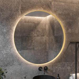 Spiegel bws star rond met led 120 cm mat goud