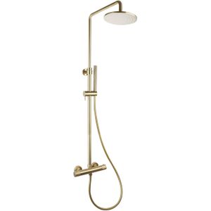 Regendoucheset opbouw sanilux blair thermostatisch geribbelde knop douchekop 25 cm goud