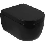 Wandcloset pack plieger kansas diepspoel rimless compact met closet zitting 36x49 cm mat zwart