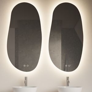 Spiegel gliss maya 50x100 cm verticaal met led-verlichting set van 2 met spiegelverwarming