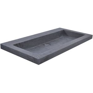 Bws wastafel hardsteen 80x46x5 cm 0 kraangaten mat zwart
