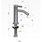Bidetmengkraan hotbath ace 15.5 cm geborsteld zwart pvd