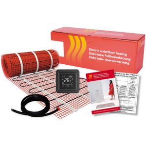 Bws by magnum elektronische vloerverwarming set 4 m2 - 600 watt - wifi thermostaat zwart