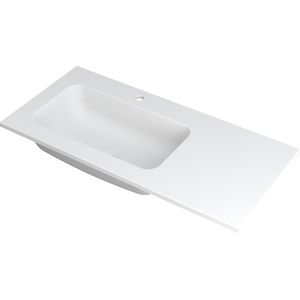 Ink wastafel faktor polystone links met 1 kraangat 100 cmx45 cmx1,5 cm mat wit 3407215