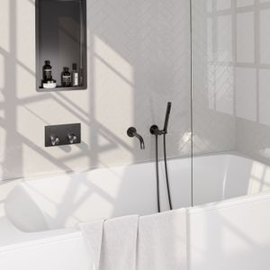 Inbouwthermostaat set brauer carving met drukknoppen incl baduitloop gunmetal