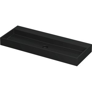 Wastafel united porselein zonder kraangat incl. Porseleinen click plug en verborgen overloop systeem 120 cmx45 cmx11 cm mat zwart 0206094