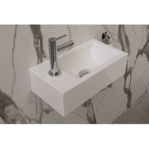 Ink fontein contra polystone inclusief kraangat links cilinder mat wit 40x22x10 cm
