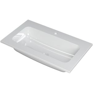 Ink wastafel faktor polystone centraal met 1 kraangat 80 cmx45 cmx1,5 cm glans wit 3407001