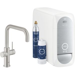 Bruisendwater keukenkraan grohe blue home duo starterkit chilled en sparkling water u uitloop rvs look