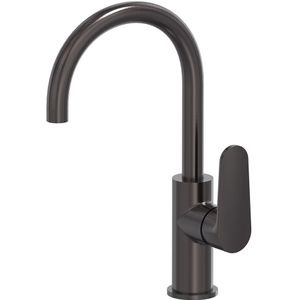 Wastafelmengkraan may forma opbouw met draaibare uitloop geborsteld carbon black pvd