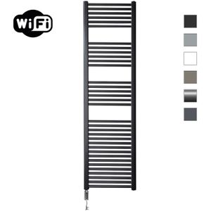 Elektrische radiator sanicare hwv met wifi 172x45 cm mat zwart 920w met thermostaat chroom linksonder