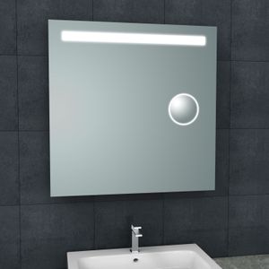 Spiegel wiesbaden tigris met led verlichting en scheerspiegel 80x80 cm