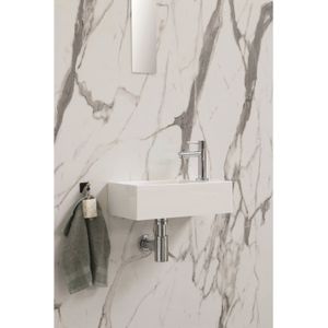 Ink fontein contra polystone rechthoek inclusief kraangat rechts glans wit 40x22x10 cm