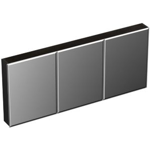 Spiegelkast forzalaqua uni 160x68.5x12.5 cm 3 deuren tweezijdig spiegel eiken black oiled