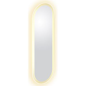 Spiegel clou look at me met led verlichting ovaal 90x28 cm met satijnrand