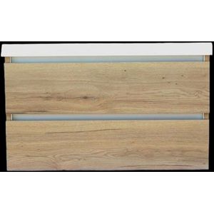 Onderkast trendline met greeplijst aluminium 100x47x52 cm naturel oak