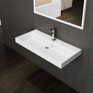Wastafel sanilux 60 cm solid surface zonder kraangat wit