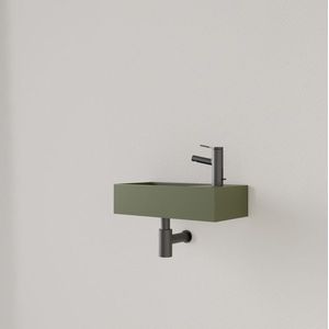 Fontein gliss design nano 36x18x9 cm 1 kraangat rechts olijf groen