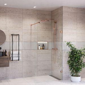 Inloopdouche bws portos geborsteld brons 140x200 cm helder glas 8 mm nano coating