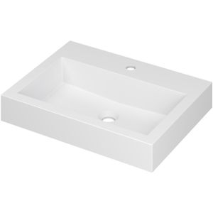 Ink wastafel momento polystone met 1 kraangat 60 cmx45 cmx9 cm mat wit 3421301