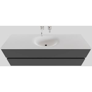 Badkamermeubel solid surface bws stockholm 150x46 cm midden mat antraciet