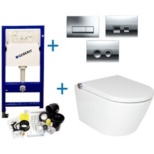Geberit up100 toiletset rapowash luxe 2.0 by geberit | met bidetspoeler | delta drukplaat