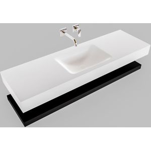 Badkamermeubel bws ibiza 150 cm met mat zwart planchet solid surface wastafel mat wit