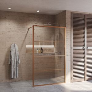 Bws inloopdouche frame 90x200 cm 8 mm nano glas geborsteld brons koper