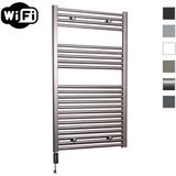 Elektrische radiator sanicare hwv met wifi 111,8x60 cm inox look 730w met thermostaat zwart linksonder