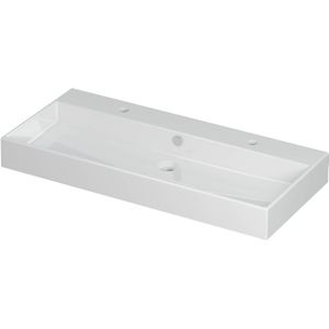 Wastafel unlimited porselein met 2 kraangaten 100 cmx45 cmx11 cm glans wit 0202081