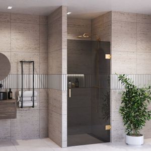 Douchedeur bws portos profielloos geborsteld messing goud 60x200 cm rookglas 8 mm nano coating
