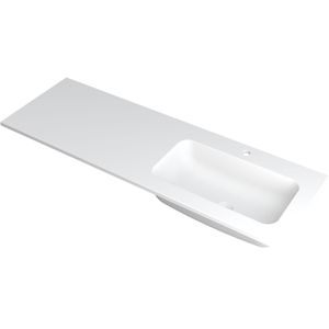 Ink wastafel faktor polystone rechts met 1 kraangat 140 cmx45 cmx1,5 cm mat wit 3407238