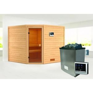 Karibu | Leona Sauna | Bronzeglas Deur | Kachel 9 kW Externe Bediening