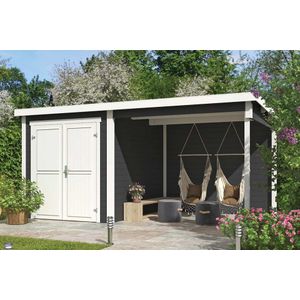 Outdoor Life Products | Tuinhuis Finn 450 x 250 | Gecoat | Carbon Grey-Wit