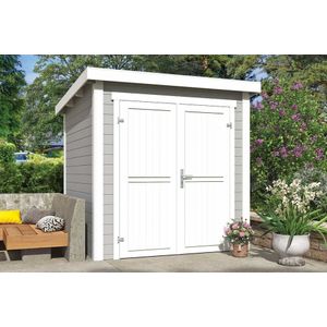 Outdoor Life Products | Tuinhuis Sara 200 x 200 | Gecoat | Platinum Grey-Wit