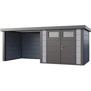 Telluria | Tuinhuis Classico 2724 met Overkapping Lounge Small | Links | Lichtgrijs
