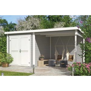 Outdoor Life Products | Tuinhuis Finn 450 x 250 | Gecoat | Platinum Grey-Wit